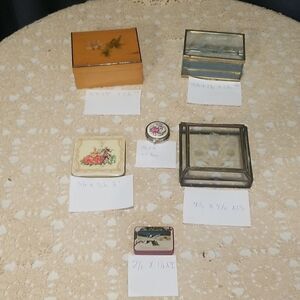 Vintage lot of 6  estate sale trinket  boxes